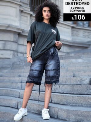 DESTROYED JORT + POLOS BOXY/OVER