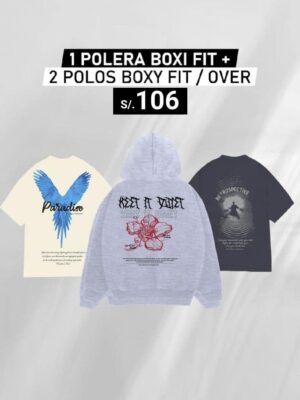 PACK:  1 POLERA + 2 POLOS BOXY FIT / OVER /  Unisex XI