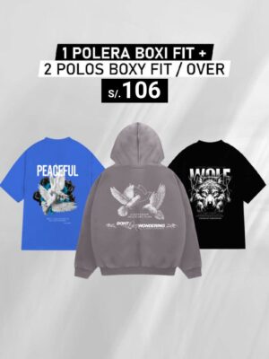 PACK:  1 POLERA + 2 POLOS BOXY FIT / OVER /  Unisex VI