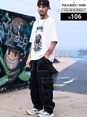 Polo Boxy Fit no fear+ Pantalón cargo NG+ REGALO collar / Unisex