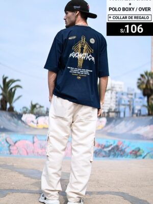 Polo Boxy Fit AC + Pantalón cargo BL+ REGALO collar / Unisex