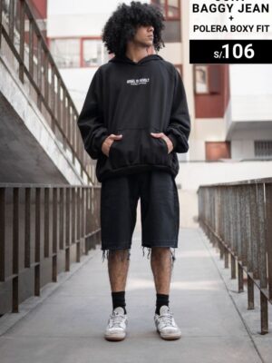 Pack Jort baggy jean + Polera boxy fit