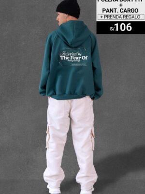 Pack: Polera boxy fit Verde + Pantalón cargo + Prenda de regalo / Unisex
