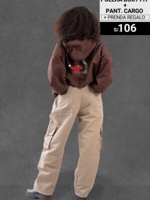 Pack: Polera boxy fit Marron  + Pantalón cargo + Prenda de regalo / Unisex