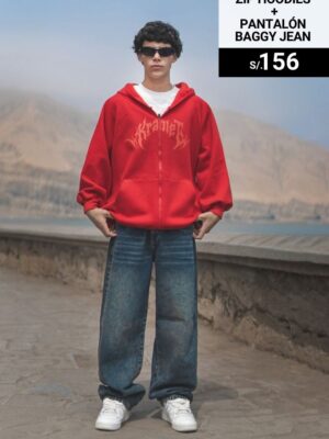Pack: Zip Hoodies + Pantalón baggy jean